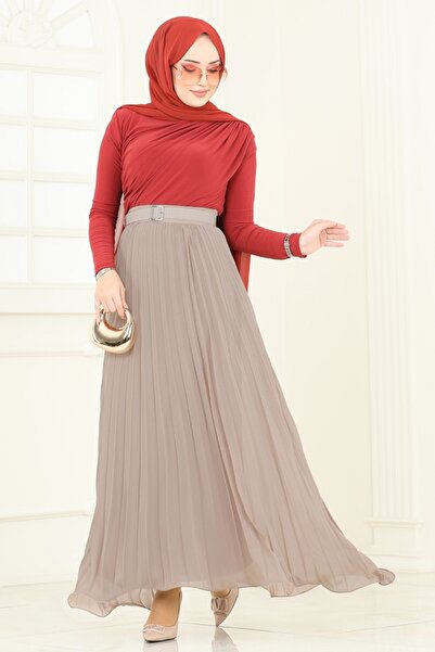 ModaMerve Volanlı Şifon Etek 6202BSK463-MS Vizyon