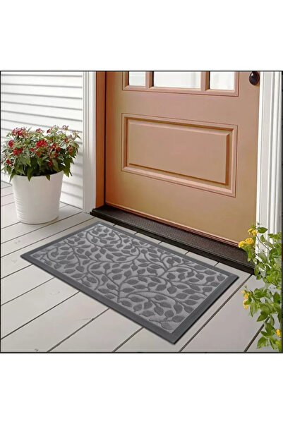 Luance Feuillage Raised Leaf Pattern Rectangular Non-Slip Door Mat 45 x 75cm