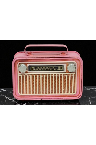 Kuzey Tacı Pembe Nostaljik Tasarım Radyo Metal Dekoratif Nostalji Severlere Ö...