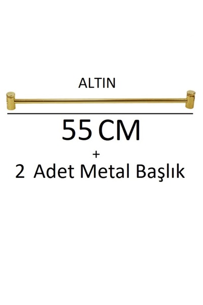 VENTİ PERDE ALTIN SARISI METAL BRİZ ÇUBUĞU 1 ADET + BAŞLIKLARI