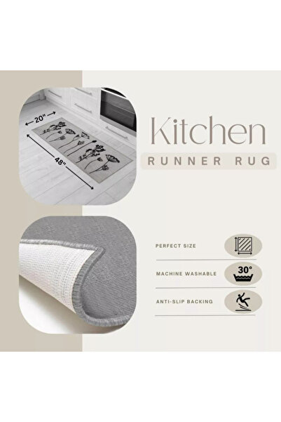 Luance Herbier Wildflowers Printed Rectangular Kitchen Mat 50 x 120cm