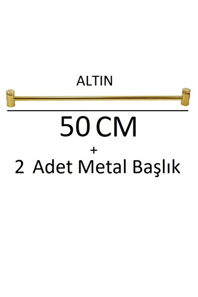 VENTİ PERDE ALTIN SARISI METAL BRİZ ÇUBUĞU 1 ADET + BAŞLIKLARI