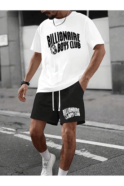 AEMİ Men's Billionaire Printed Oversize T-Shirt Shorts Set