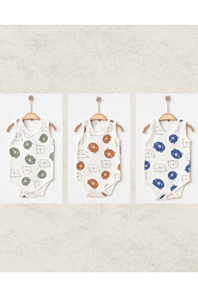 Nayinom 100% Cotton 3-Piece Baby Bodysuit Set with Teddy Bear Pattern - Soft ...