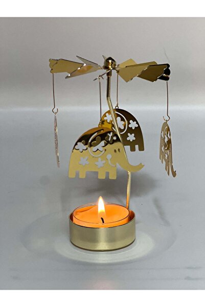 Wolawood Yanınca Otomatik Dönen Yaratıcı Metal Şamdan Mumluk Altın Renk Özel ...