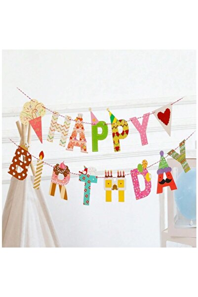 Teo Happy Birthday Banner 100x200 cm, Roll of Ribbon Included, Candy Theme, Multicolor