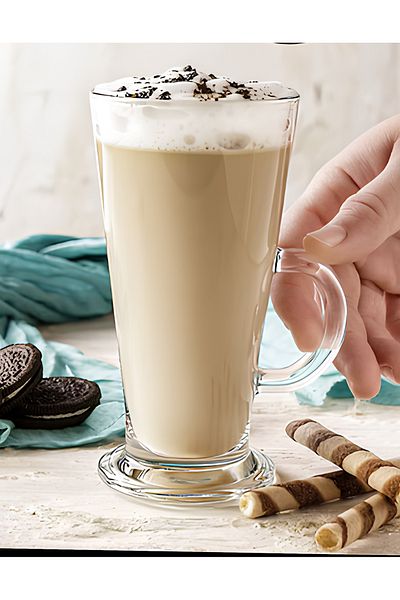 MİS KİTCHEN 2 Pcs Latte and Cappuccino Cup, Glass Cup with Handle Thick Glass Coffee Presentation Cup