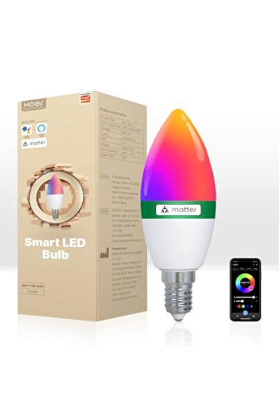 Generic MOES Smart LED Bulb, E14 Base, RGBW Color Changing 2700K-6500K, 470 L...