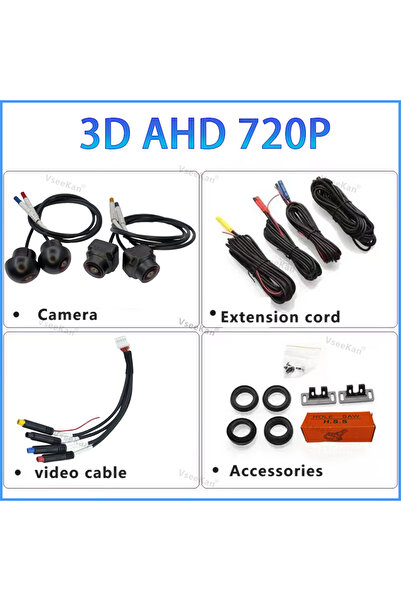 Choice4 12 V 3D AHD 720P 3D Car 360 Panoramic camera 8K AHD 1080P 720P 4 piec...