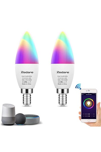 Generic Redare Alexa E14 Smart Candle Bulbs,لمبة ذكية,C37 Dimmable WiFi Smart...