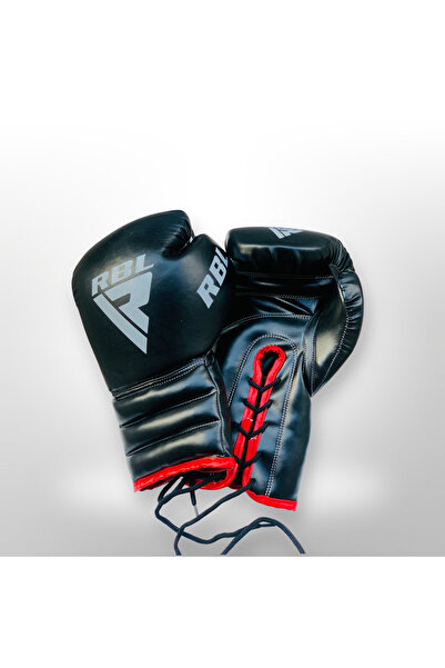 RUBBEL Rbl-32B Black Hybrid Boxing Training Gloves | High Quality | Lace up Closure