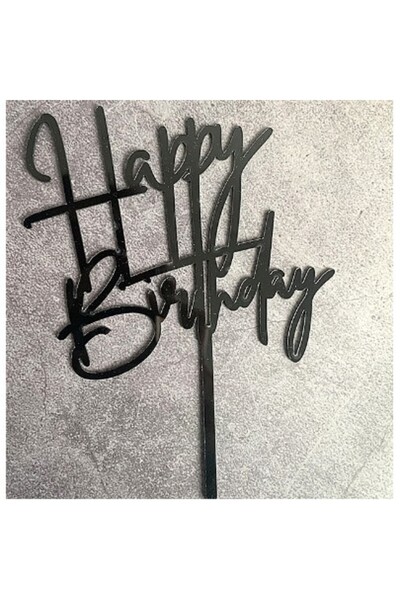 Flippy Cake Topper - Happy Birthday, Black, 10 cm