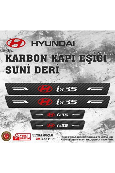 ototime Hyundai ix35 Uyumlu Deri Karbon Kapı Eşiği Koruyucu Bant 4 adet