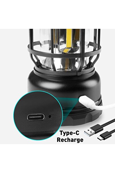 Flippy Portable Camping Lantern, Vintage, ABS, 30 COB LED, Adjustable Brightness, Solar & USB Charge, 5W, F