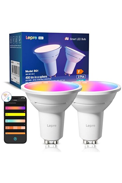 Generic لمبات Lepro BG1 AI الذكية GU10، 400 لومن 4.5 واط، قابلة للتعتيم، RGB ...