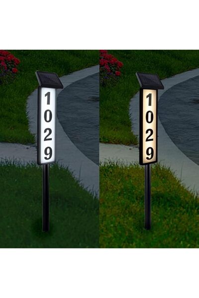 Generic JJONE لوحة أرقام منزل مضيئة تعمل بالطاقة الشمسية من الألومنيوم ABS، ط...