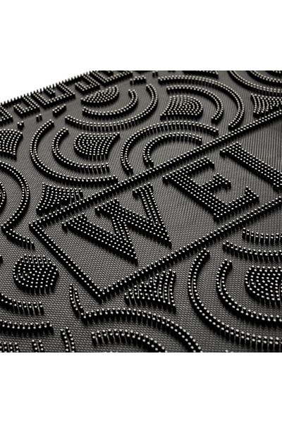 TOPI TOY Black entrance door mat, with message, made of rubber, 75x45 cm