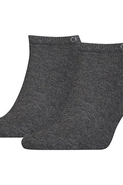 Calvin Klein , Set of ankle socks in cotton blend - 2 pairs, Dark grey melange, 43-46