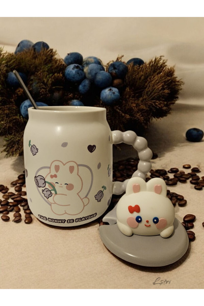 lstri Cute Teddy Bear Patterned Ceramic Mug Stylish Coffee and Tea Cup 350 ml