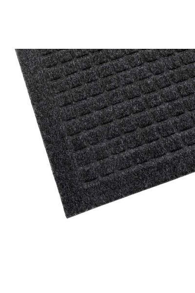 TOPI TOY Doormat, black with gray, geometric pattern with squares, 60×40 cm