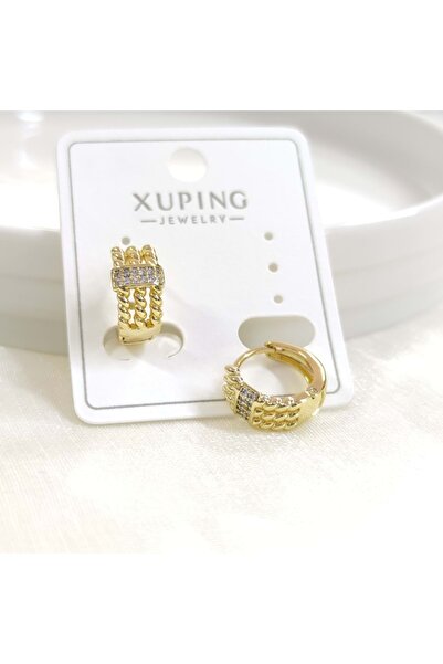 XUPING 11 MM TAŞLI BURGU HALKA KÜPE GOLD