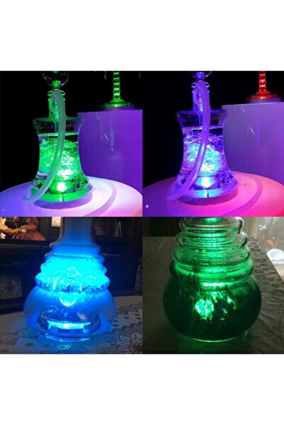 elsmor Nargile Altı Yapışkanlı Led Işık Renki Bardak Altı Nargile Süsleme Rengarenk Led Işık Süs