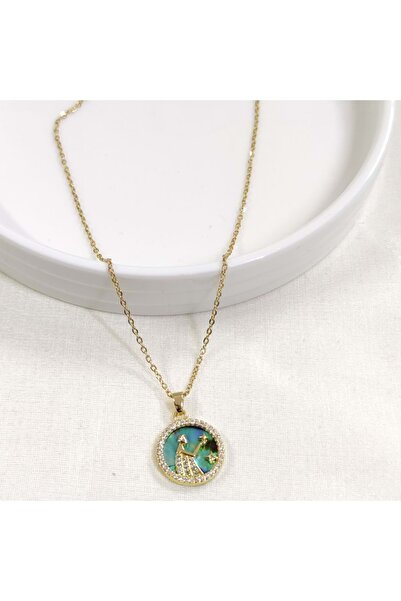 Güler Yüzlü Silver Steel Virgo Birthstone Necklace