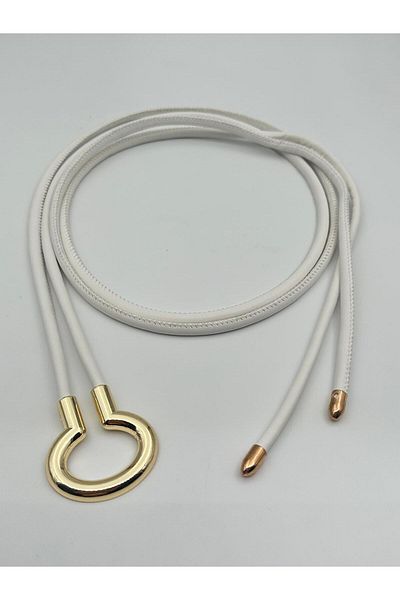 MODAM HİFA Gold Buckle Chain Belt Women's Belt Dress Belt Rope Belt Coat Belt