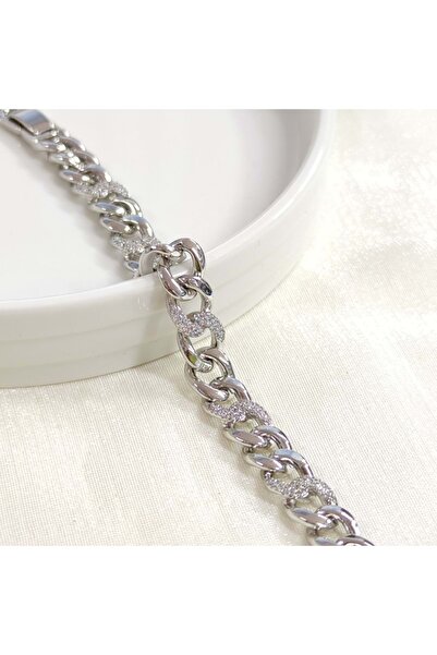 Güler Yüzlü Silver سوار XUPING STONE GOURMET باللون الأبيض 17+2 سم
