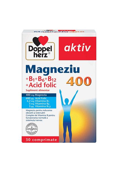 Other Magnesium 400 + Vitamin B1 + Vitamin B6 + Vitamin B12 + Folic Acid, 40 Tablets, Doppelherz