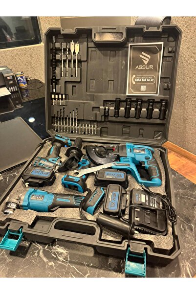 Eagletech ASSUR 4'lü Set Şarjlı Taşlama, Darbeli Somun Sıkma, Kırıcı Delici Hilti ve Vidalama Makinesi