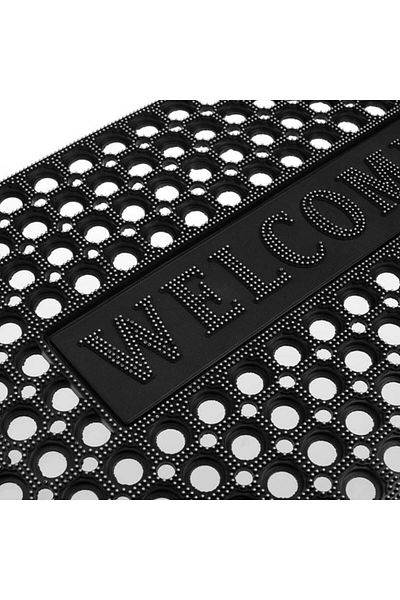TOPI TOY Black rubber entrance mat with perforated pattern Home, 75×45 cm