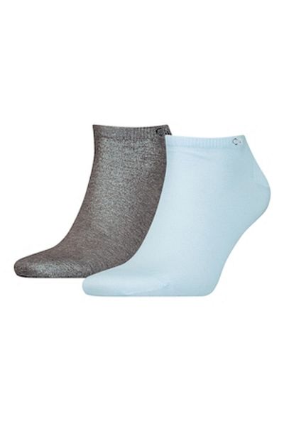 Calvin Klein , Set of low-cut socks from cotton blend - 2 pairs, Turquoise, Melange Grey, 43-46