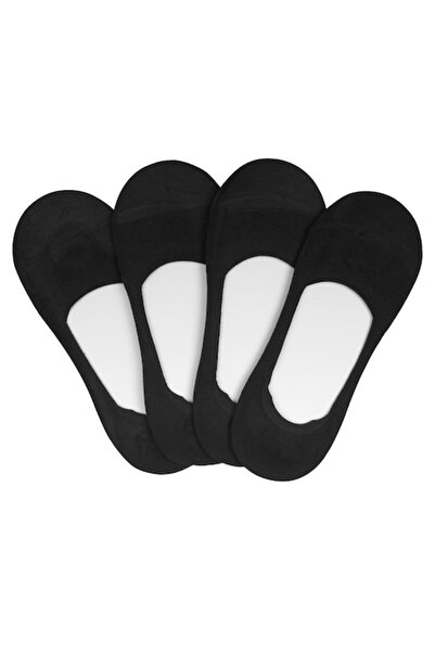 OEM Unisex No-Show Socks Set, 4 Pairs, Black, Size 40-44