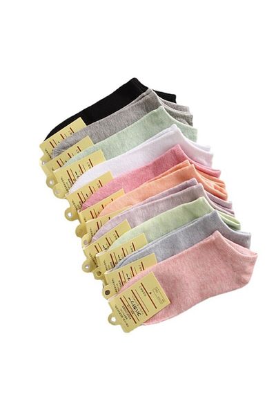 OEM Set of 10 pairs of women's cotton socks, short, breathable, multi-colored, size 36-41 EU