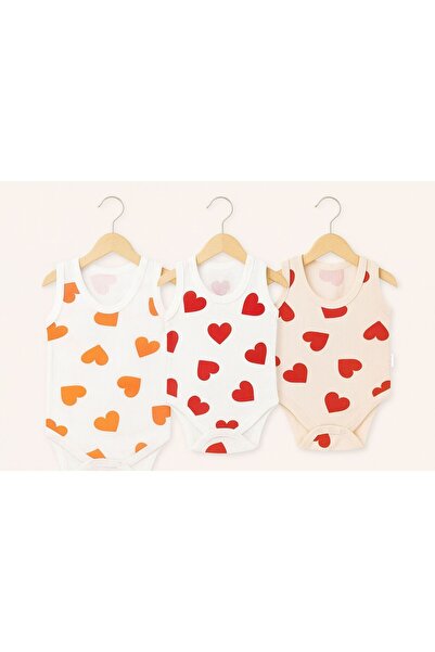 Nayinom 100% Cotton 3-Piece Baby Bodysuit Set with Heart Pattern - Soft Fabri...