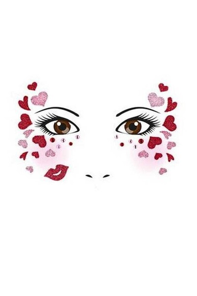 Flippy Temporary Face Sticker for Makeup – Heart Pattern, Multicolor