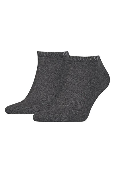 Calvin Klein , Set of ankle socks in cotton blend - 2 pairs, Dark grey melange, 43-46