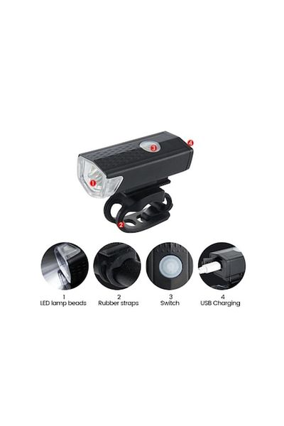 OEM Far LED bicicleta, reincarcabil, 3 moduri de lumina, rezistent la apa IPX4
