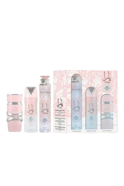 lattafa YARA, gift set EDP 100 ml, body spray 200 ml, room freshener 300 ml