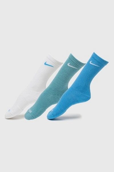 Nike , Unisex Fitness Socks Set - 3 Pairs, Optical White, Glacier Blue, S