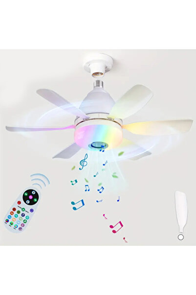 Goes Bluetooth Müzikli Akıllı RGB Renkli LED Işık Sessiz Motor Gece Modlu 6 Kanat Tavan Vantilatörü