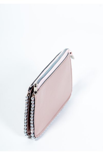 Shkup Women's Shoulder and Portfolio Bag with Bead Detail Zipper Closure and Chain
