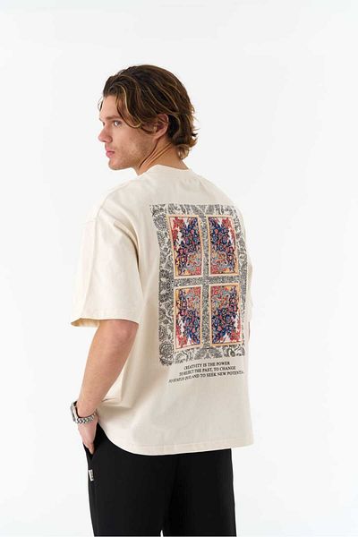 Saw Ethnic Pattern Detailed Stone Oversize Tshirt 4766