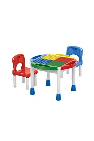 MASHASHOP Masuta cuburi lego 2 in 1, 2 scaunele, MASHASHOP, multicolor