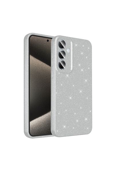 zore Galaxy A15 Case Silvery Luxury Cotton Cover with Camera Protection - White