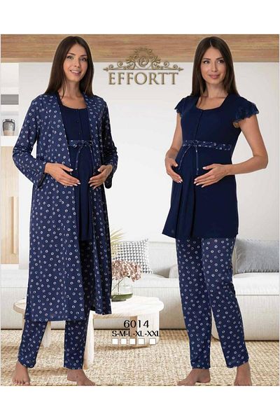 EM&FA TEKSTİL Pregnant Maternity Pajama Set with Robe