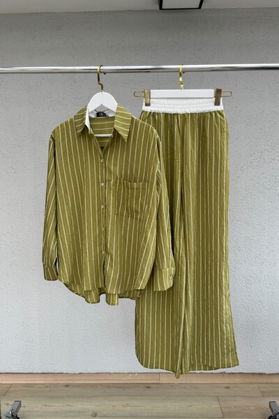 Posh Chic Women's Striped Shirt Pants Bottom Top Set - Women's Striped Set