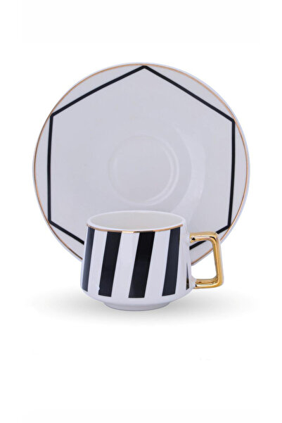 AROW ÇIRAĞAN HOME SİYAH BEYAZ DESENLİ PORSELEN KAHVE FİNCAN TAKIMI