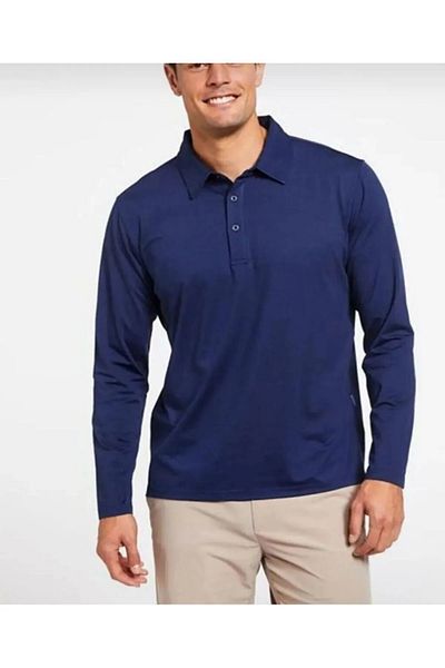 Sereia Long Sleeve Polo Collar Casual 2 Button Adult Navy T-Shirt - Navy - Sreiaumd-Utz-Jlac-Yet